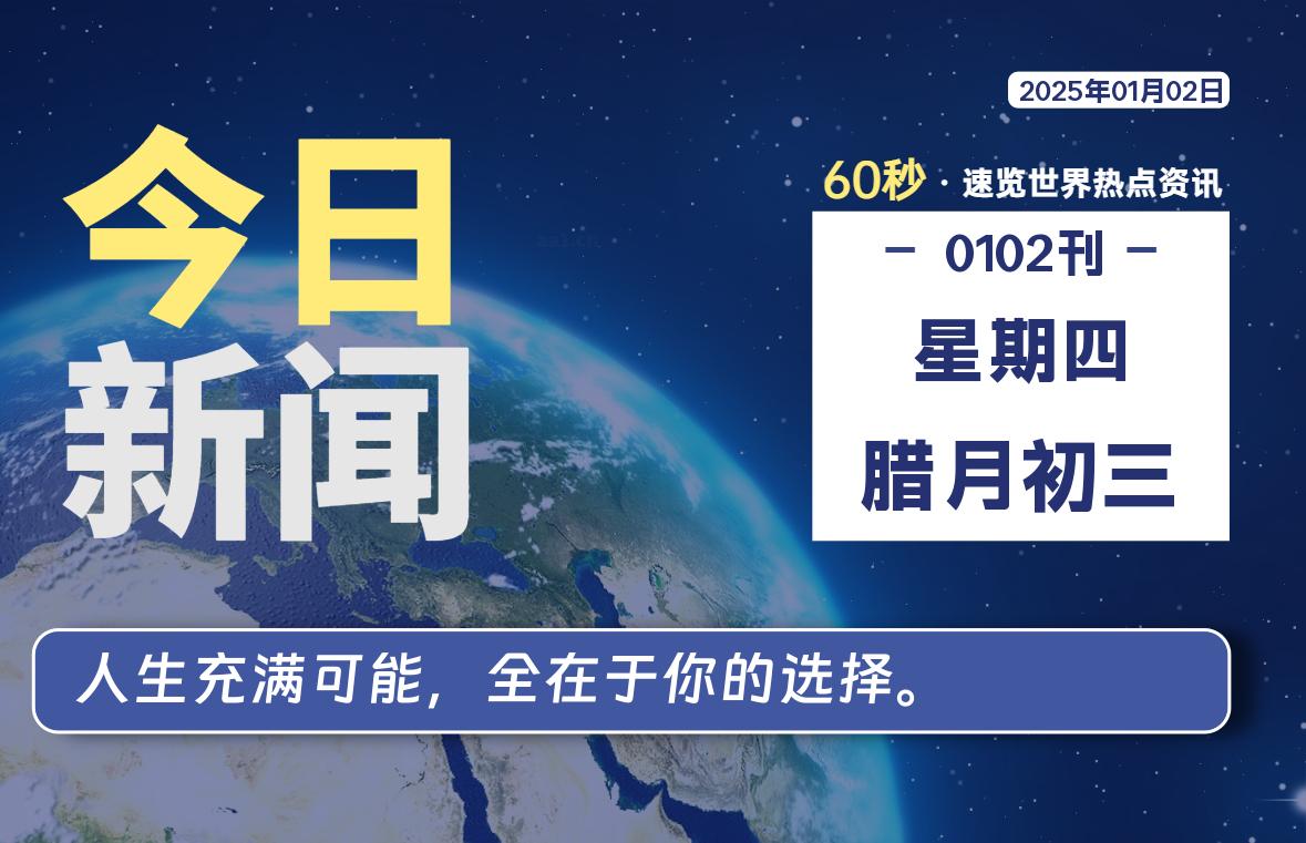 01月02日，星期四, 每天60秒读懂全世界！-网创有米