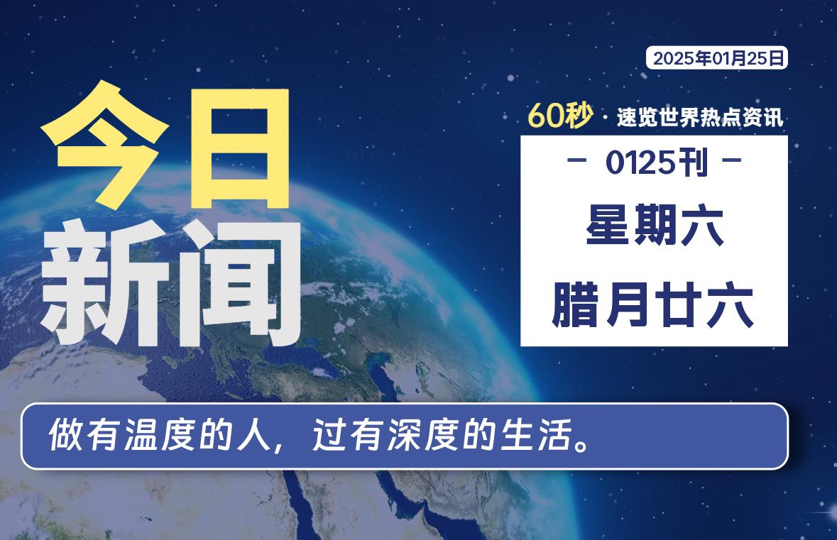 01月25日，星期六, 每天60秒读懂全世界！-网创有米