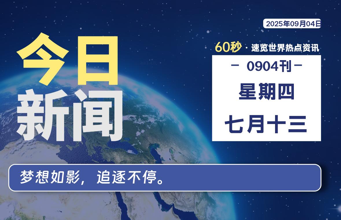 09月04日，星期四, 每天60秒读懂全世界！-网创有米